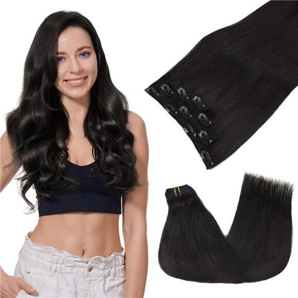 60g 4pcs Natural Silky Straight Hair Extension, Natural Black #1B 14" for Women - Picture 3 of 7